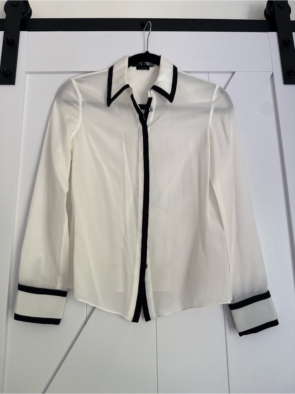 Alice + Olivia Willa Silk Placket Top